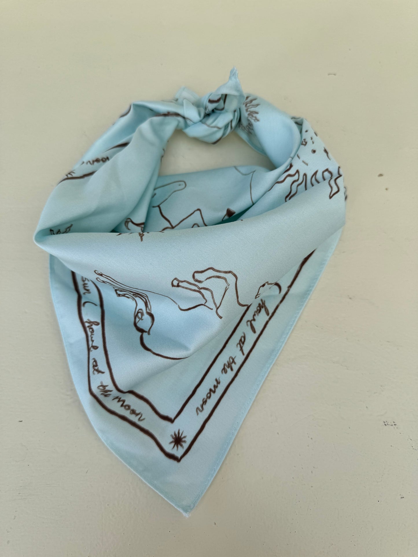 Howl at the moon light blue cotton scarf