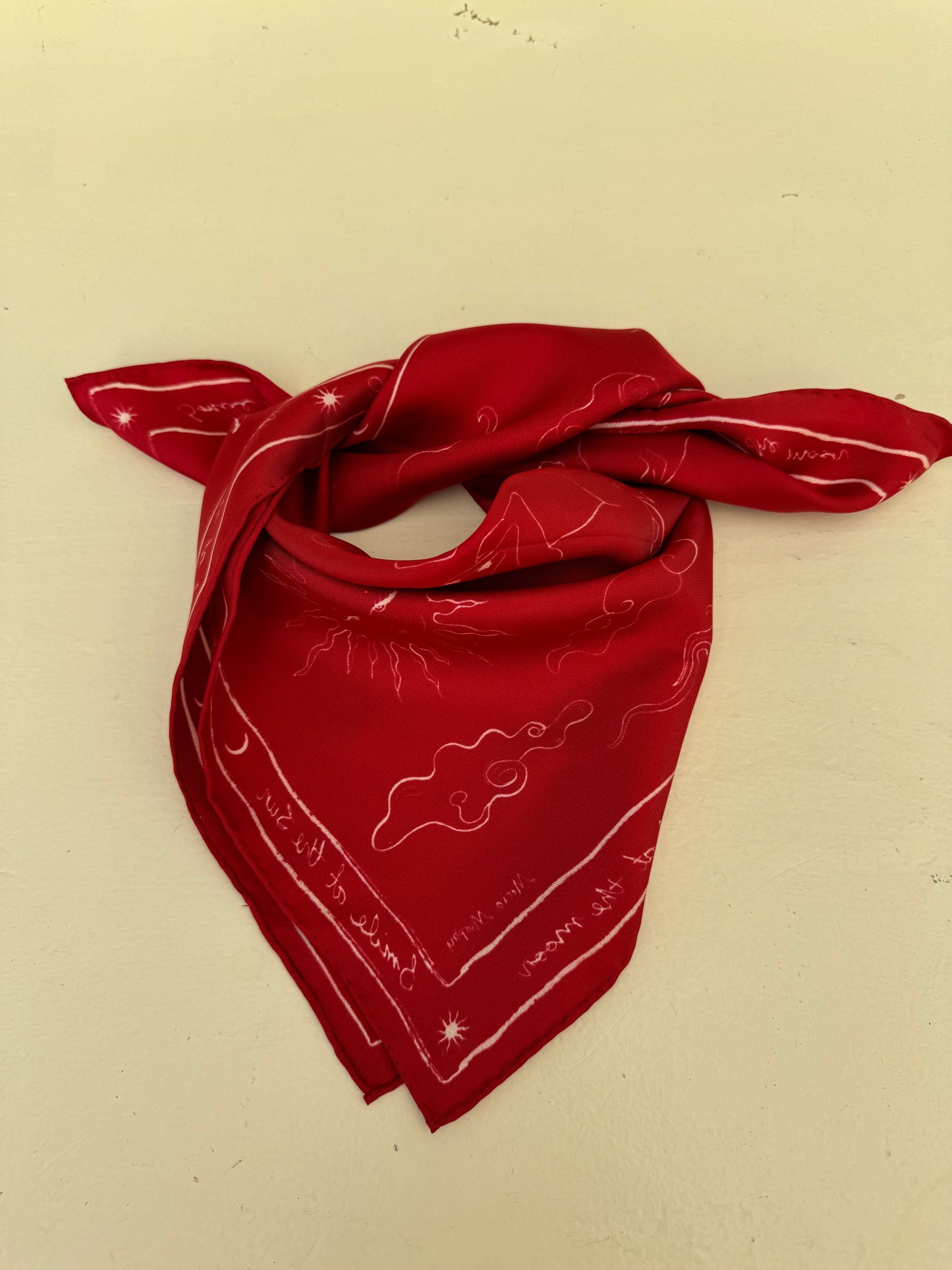 Smile at the sun red silk scarf