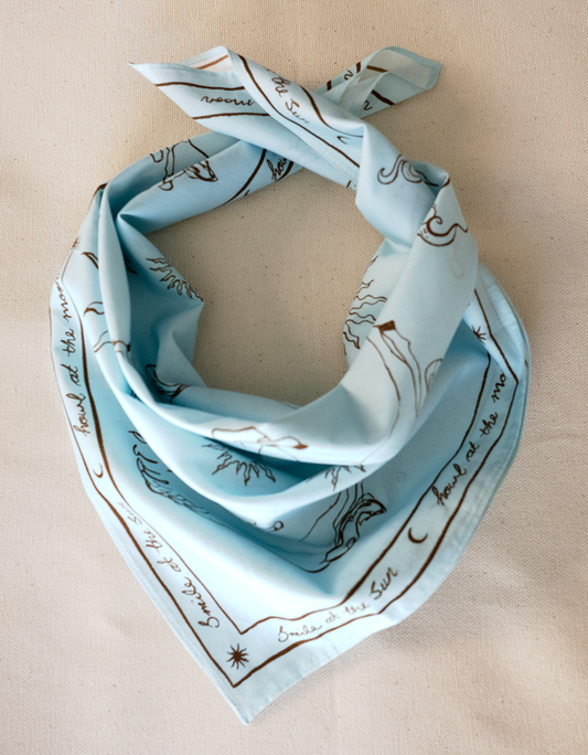 Howl at the moon light blue cotton scarf