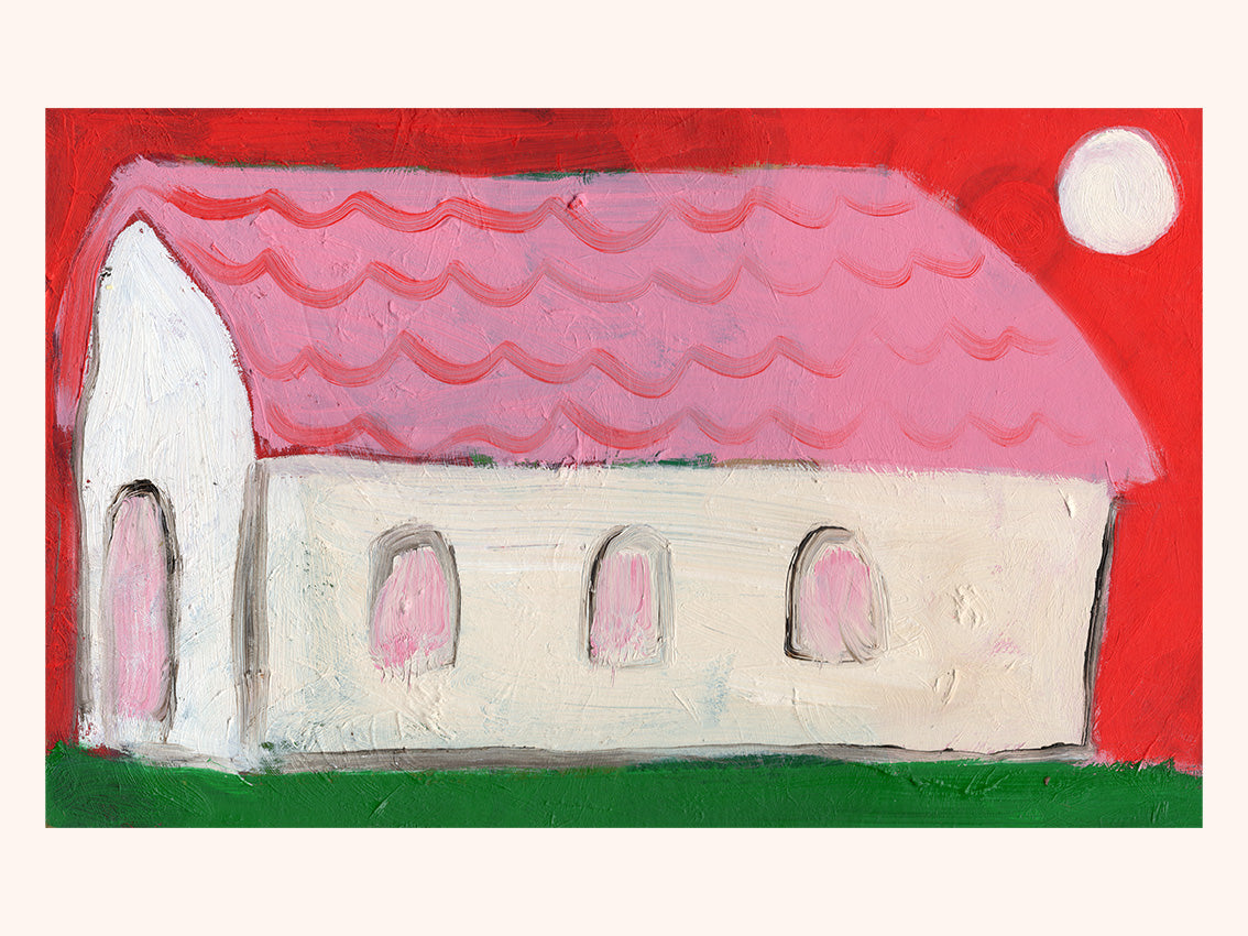 Pink House on the hillside Original